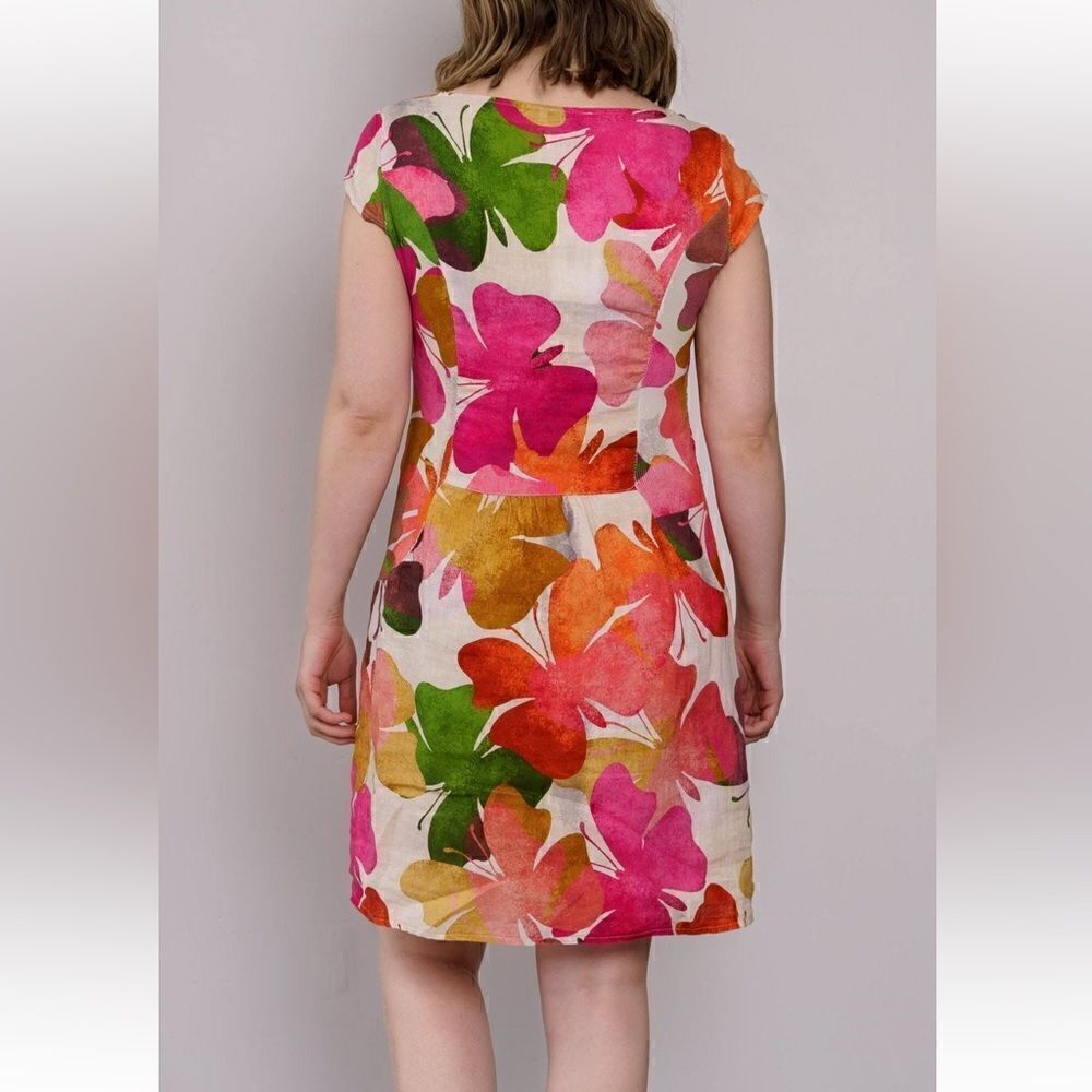 Linen Luv Butterfly Linen Dress Italy Small - Picture 2 of 6
